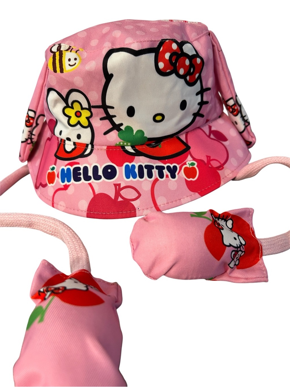 Hello Kitty bucket hat with squeaky ties The Princess